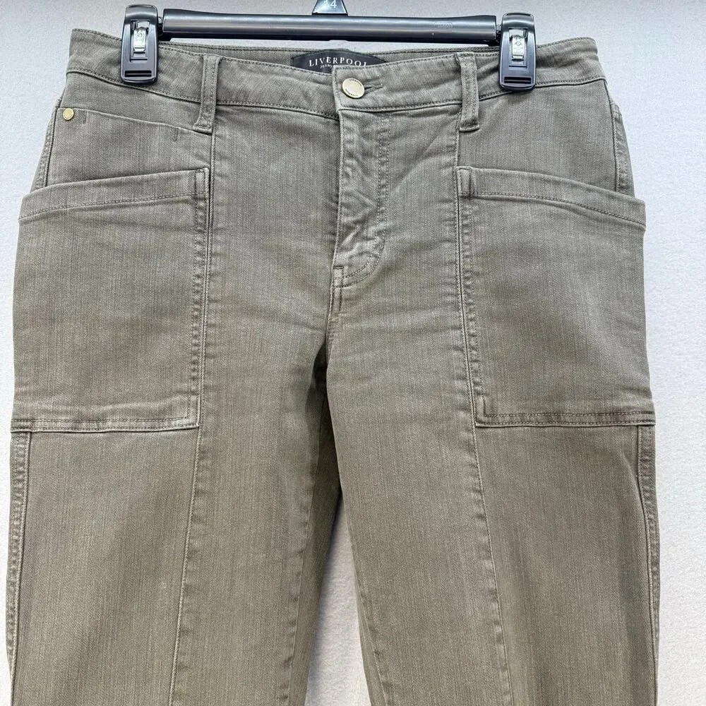 Liverpool Cargo Jeans Women's 8/29 Olive Green The Ankle Cargo Skinny Preppy - Picture 3 of 16